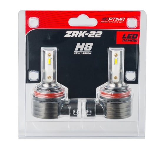 Лампа Optima Light H8 LED ZRK-22, 5500K, 12V, комплект 2 шь Z-H8