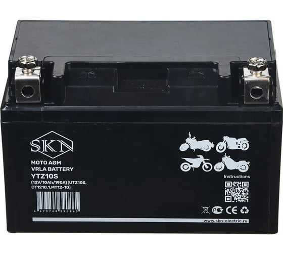 Аккумулятор стартерный для мототехники SKN YTZ10S (12V/10Ah/190A) [UTZ10S, CT 1210.1, MT 12-10] 025282