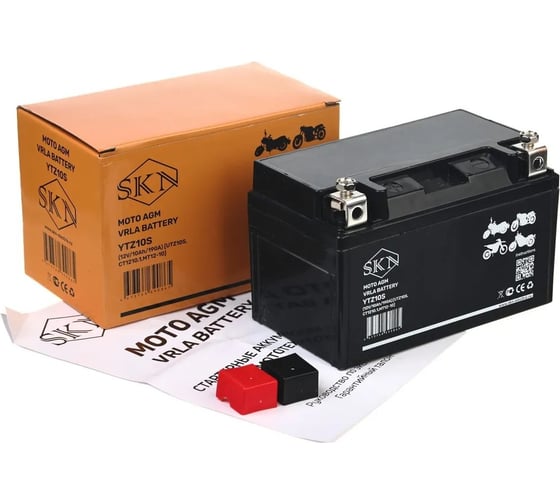 Аккумулятор стартерный для мототехники SKN YTZ10S (12V/10Ah/190A) [UTZ10S, CT 1210.1, MT 12-10] 025282
