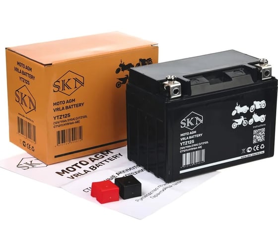 Аккумулятор стартерный для мототехники SKN YTZ12S (12V/11Ah/210A) [UTZ12S, CT 1211, HYB16A-AB] 025283