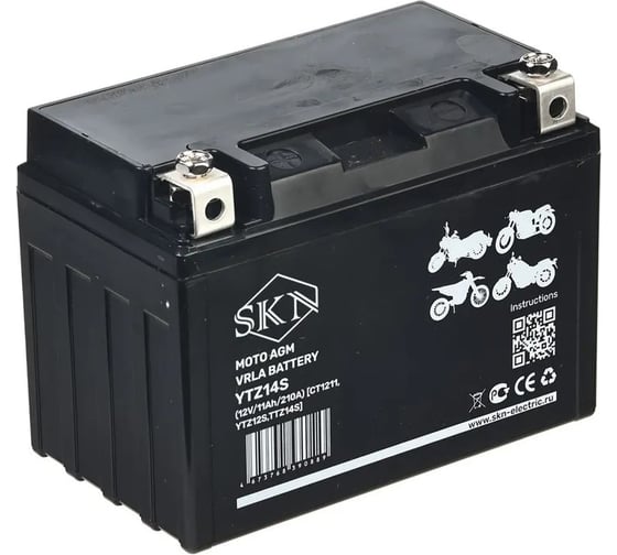 Аккумулятор стартерный для мототехники SKN YTZ14S (12V/11Ah/210A) [CT 1211, YTZ12S,TTZ14S] 025284 1