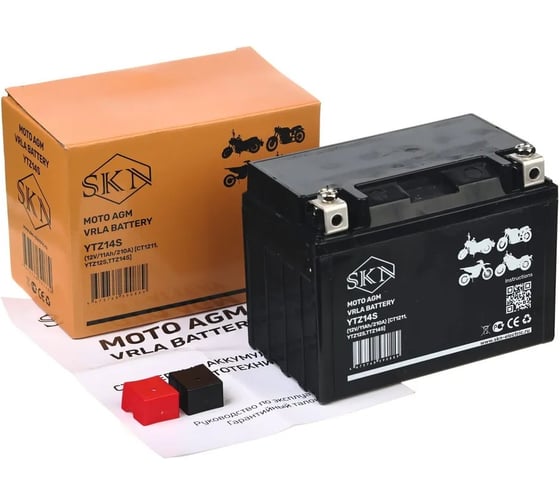 Аккумулятор стартерный для мототехники SKN YTZ14S (12V/11Ah/210A) [CT 1211, YTZ12S,TTZ14S] 025284