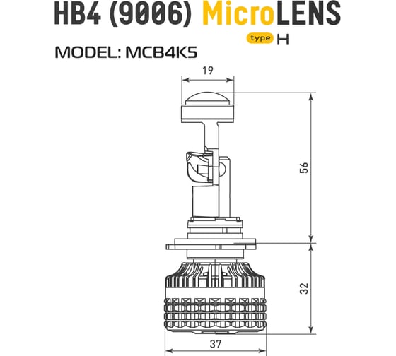 Светодиодные линзы MTF Light серии MicroLENS HB4(9006), 12/24V, 55W, 6000K, 4000LM, к-т. MCB4K5