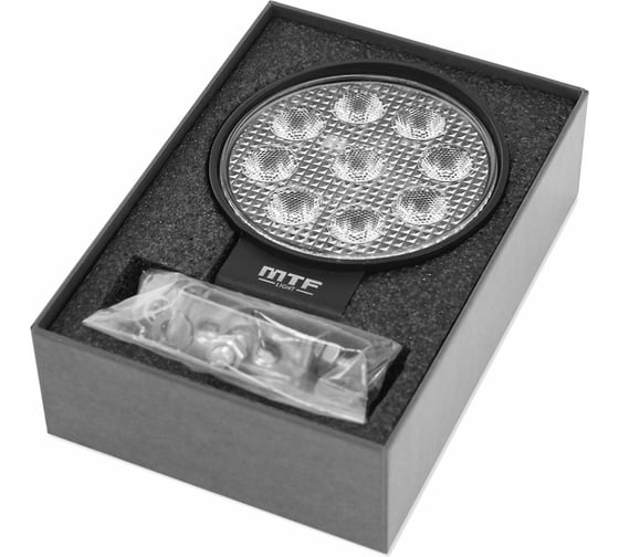 Фонарь светодиодный дополнительного освещения MTF Light 12-60В, 27Вт, 3500лм, 6000К, круглый, шт PL27K6R