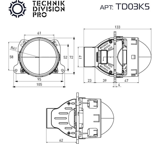 Светодиодные BiLED модули MTF Light TECHNIK DIVISION серия PRO духчиповые 12В, 60/65Вт, 6000К, 3, к-т TD03K5