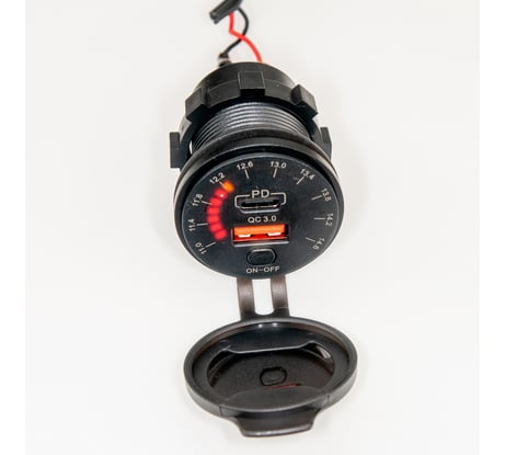 Разъем USB в авто врезной Pro Legend 12V-24V 2USB QC3.0 + PD(Type-C)30W + (вкл/выкл) PL9386