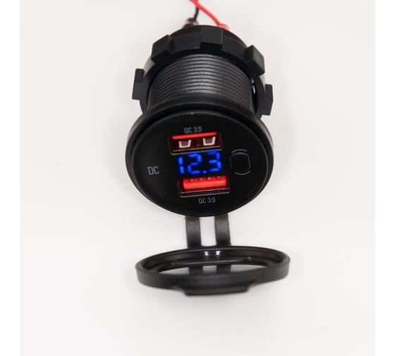 Разъем Usb в авто врезной Pro Legend 12V-24V 2 USB QC3.0 + QC3.0 + Вольтметр + (вкл/выкл) PL9395 1