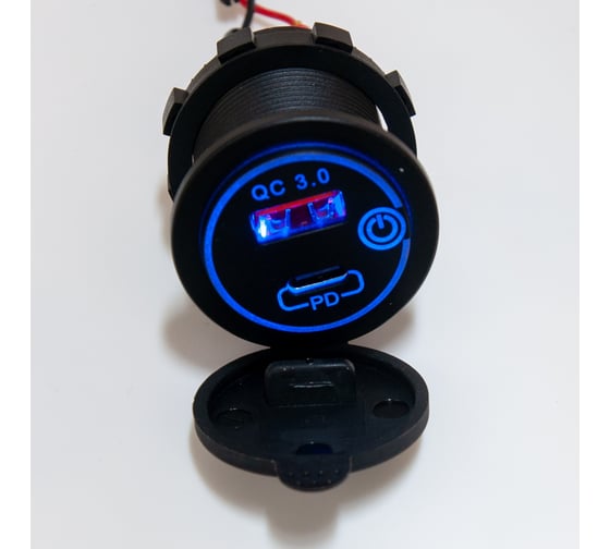 Разъем USB в авто врезной Pro Legend 12V-24V 2USB QC3.0 + PD(Type-C)30W + (вкл/выкл) PL9389 1
