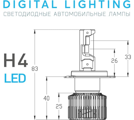 Светодиодные лампы MTF Light серии DIGITAL LIGHTING Н4/Н19, 12V, 55W, 4500lm, 3000-7000K, управление со смартфона, аналоговое и пульт ДУ, к-кт SM04K5