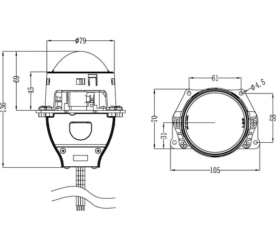 Светодиодные модули ближнего/дальнего света MTF Light NIGHT ASSISTANT MaxBeam, линзованные, бескорпусные, 12В, 47/50Вт, 5500К, 3 дюйма, компл. 2шт HL47K60