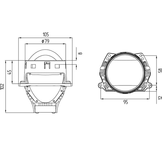 Модули линзованные MTF Light Bi-LED серия DYNAMIC VISION MULTILED 12В, 45Вт, 5000К, 3 д-ма, комп. 2шт. ближний/дальний дхо/габарит/поворот HL45K50D