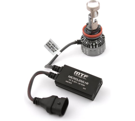 Светодиодные линзы MTF Light серии MicroLENS H11/H8/H16, 12/24V, 55W, 6000K, 4000LM, к-т MC011K5