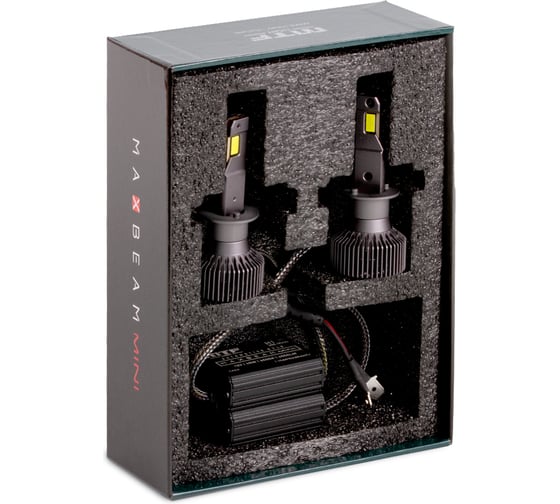 Светодиодные лампы , серия MaxBeam Mini, H1, 12V, 45W, 4500lm, 6000K, кулер, комплект. MTF Light MM01K6