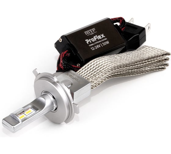 Светодиодные лампы серия ProFLEX H4/H19, 6000K, 3000lm, 12-24V, 30W, NO FAN, 2шт., компл. MTF Light PF04K5