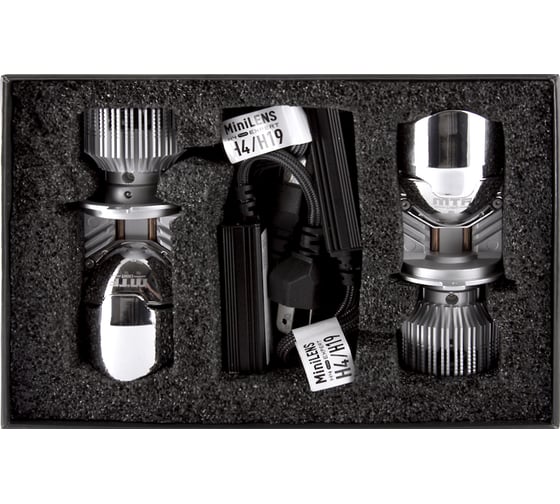 Светодиодные линзы серии MiniLENS EXPERT H4/H19, 12/24V, 40/50W, 5500K, 5000LM, к-т 2шт. MTF Light MH4K5E