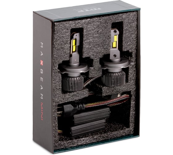 Светодиодные лампы MTF LIGHT, серия MaxBeam Mini, H4/H19, 12V, 45W, 4500lm, 6000K, кулер, комплект. MM04K6