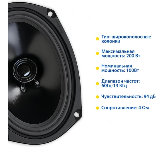 Акустическая система автомобильная Goodyear GY-С-69 широкополосная, к-т 2шт GY020009