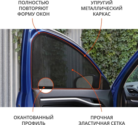 Шторки магнитные на передние боковые стекла Voron Glass а/м Kia Rio X-Line 2017-2022 2шт MFV022