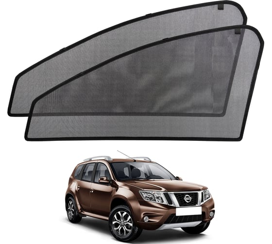 Шторки магнитные на передние боковые стекла Voron Glass а/м Nissan Terrano III 14-22/Renault Duster 2010-2023 2шт MFV010