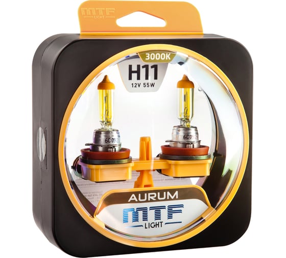 Лампа галогеновая MTF Light Aurum H11, 12В, 55Вт, 1600 лм, 3000К /6/60 40794 HAU1211