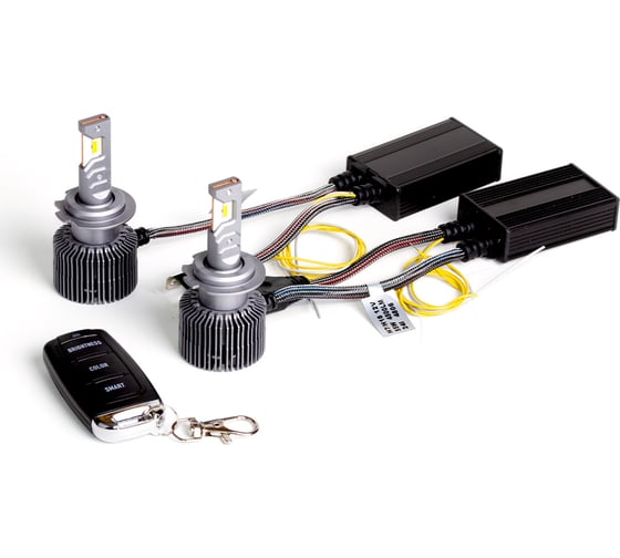 Светодиодные лампы MTF Light DIGITAL LIGHTING Н7/Н18, 12V, 55W, 4500lm, 3000-7000K, управление со смартфона, аналоговое и пульт ДУ, к-кт. SM07K5 1