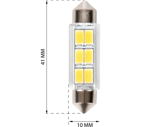 Светодиод KRAFT C5W (SV8,5) 10x41 12v (white) Pro (2 шт. Европодвес) KT 700264