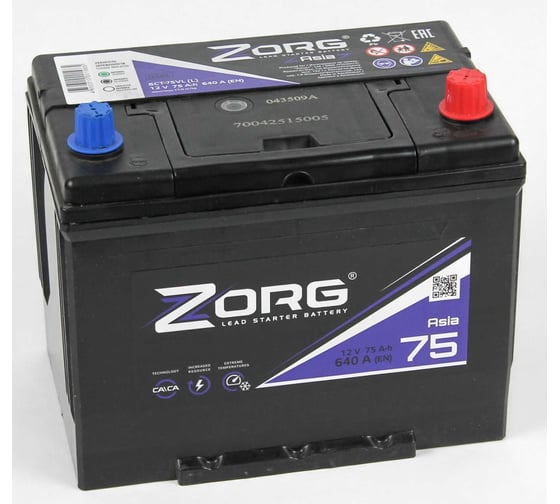 Аккумулятор ZORG 6СТ-75.0 (D26L) бортик 070 140 1