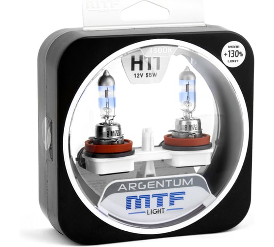 Галогенные автолампы MTF LIGHT ARGENTUM +130_ H11, 12V, 55W, комп. H3A1211 1