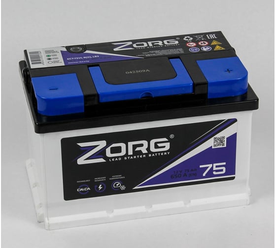 Аккумулятор ZORG 6СТ-75.0 низкий 075 170 1