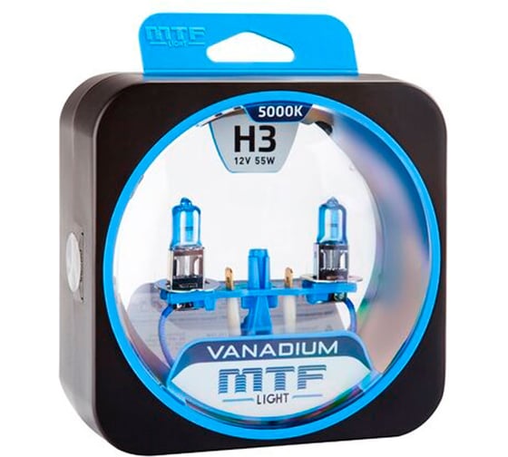 Галогенные автолампы MTF Light VANADIUM H3, 12V, 55W, комп. HVN1203