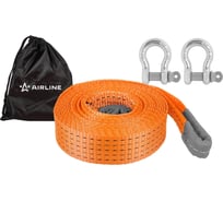 Трос VIP буксировочный усиленный (лента) Airline 25 т, 6 м , 2 металл. шакла, с мешком ATWP008