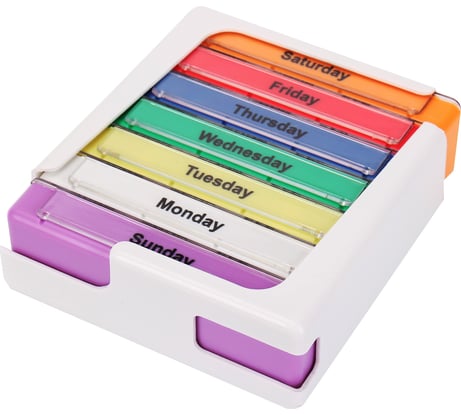 Прямоугольная таблетница HOMSU на 7 дней, 10.5х12.6х4.3 см HOM-1026