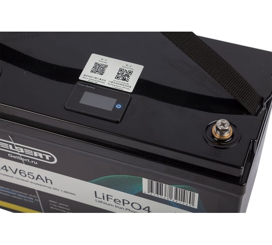Литиевый тяговый аккумулятор GELBERT LiFePO4 (24V/65Ah/65A/1,560Wh) BT/Display 025336