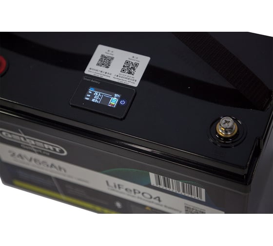 Литиевый тяговый аккумулятор GELBERT LiFePO4 (24V/65Ah/65A/1,560Wh) BT/Display 025336