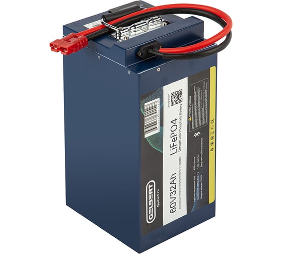 Литиевый тяговый аккумулятор GELBERT LiFePO4 (60V/32Ah/50A/1,920Wh) BT/Display 025339