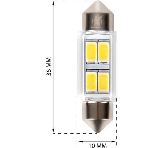 Светодиод KRAFT C5W (SV8,5) 10x36 12v (white) Pro (2 шт. Европодвес) KT 700263
