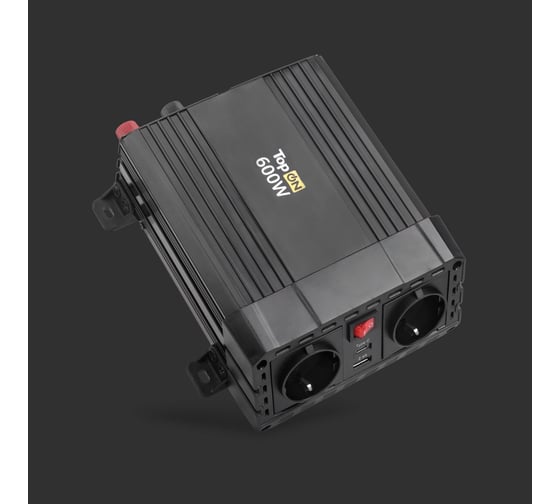 Автомобильный инвертор TopON 600W 2 розетки, USB, Type-C, пиковая мощность 1200W. TOP-PI600