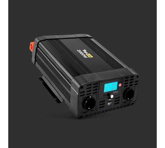 Автомобильный инвертор TopON 2000W 2 розетки, чистый синус, Type-C PD, USB QC, LCD экран, пиковая мощность 4000W Черный TOP-PI2000