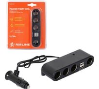 Разветвитель прикуривателя Airline 4 гнезда 5А + 2xUSB 2.4A AEBD001
