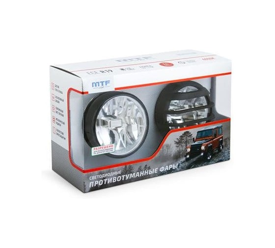 Противотуманная фара светодиодная автомобильная MTF Light Ф90мм, 12В, 5.9Вт, ЕСЕ R19, E4. FLR90