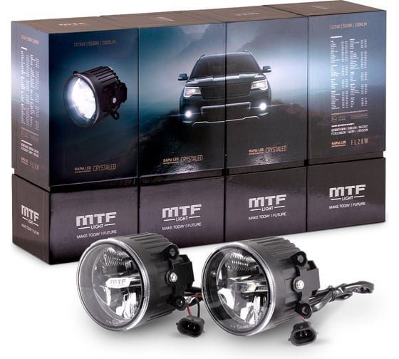 Фары светодиодные MTF Light CRYSTALED в ПТФ унив. кронштейн, 12-24В, 28Вт, 5500К, 2000лм, ECE, 2шт. FL28W