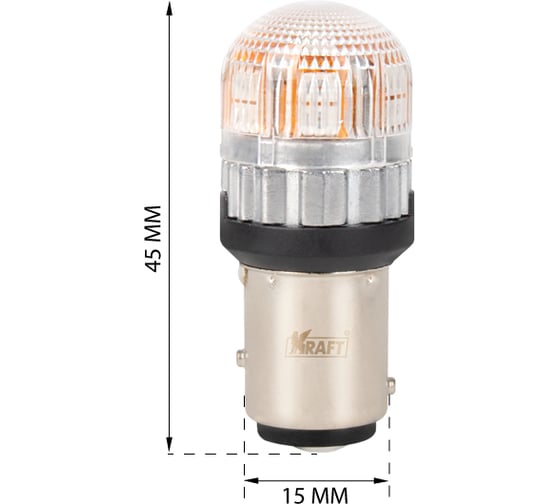 Светодиод KRAFT PR21/5W (BAY15d) 10-30v (red) Pro (2 шт. Европодвес) KT 700275