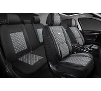 Накидки PSV 5D Linum Len (черно-серый/отстрочка белая), комплект на весь салон, лен 138278