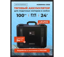 Тяговый аккумулятор для лодочного мотора литий железо фосфатный LiFePO4 WATTICO Phantom 100Ач 24В кейс противоударный Phantom_24