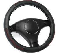 Оплетка TORSO натуральная кожа, размер 38 см, перфорированная вставка, черный 1822687