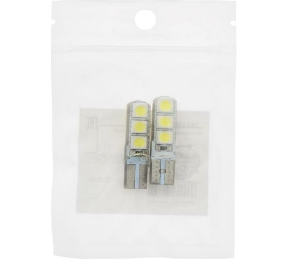 Светодиодная автолампа TORSO T10 W5W, 12 В, 3 Вт, 6 SMD-5050, белый 2 шт 2612682