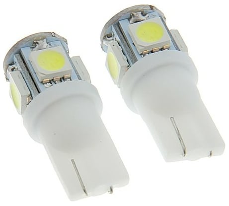 Светодиодная автолампа TORSO T10 W5W, габарит, 12 В, 5 SMD-5050, 2 шт., свет белый 1059206