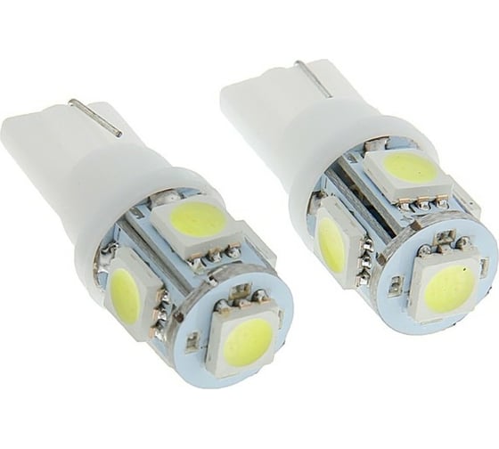 Светодиодная автолампа TORSO T10 W5W, габарит, 12 В, 5 SMD-5050, 2 шт., свет белый 1059206