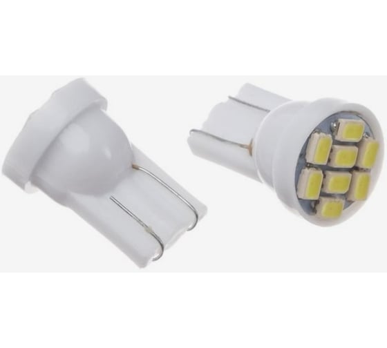 Светодиодная автолампа TORSO T10 W5W, габарит, 12 В, 8 SMD-3528, 2 шт., свет белый 1059207