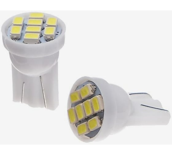 Светодиодная автолампа TORSO T10 W5W, габарит, 12 В, 8 SMD-3528, 2 шт., свет белый 1059207